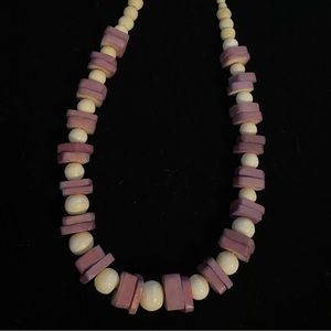 Lavender & Ivory/Cream Bone Bovine Beaded Necklace 19.5-20 inches